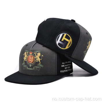 Tilpasset 5 panel Svart Snapback -hekker